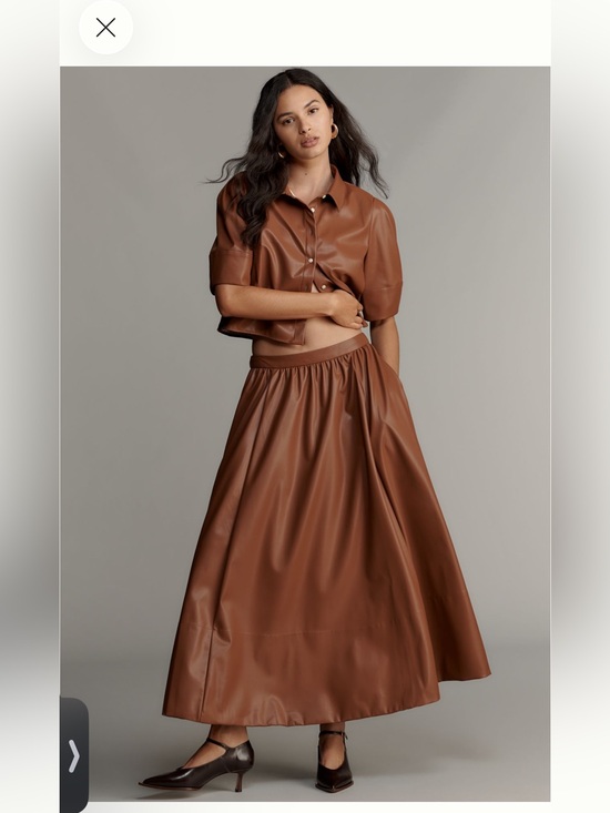 Maeve Dresses & Skirts - Anthropologie Maeve Brown Faux-Leather Maxi Skirt Size M NWT